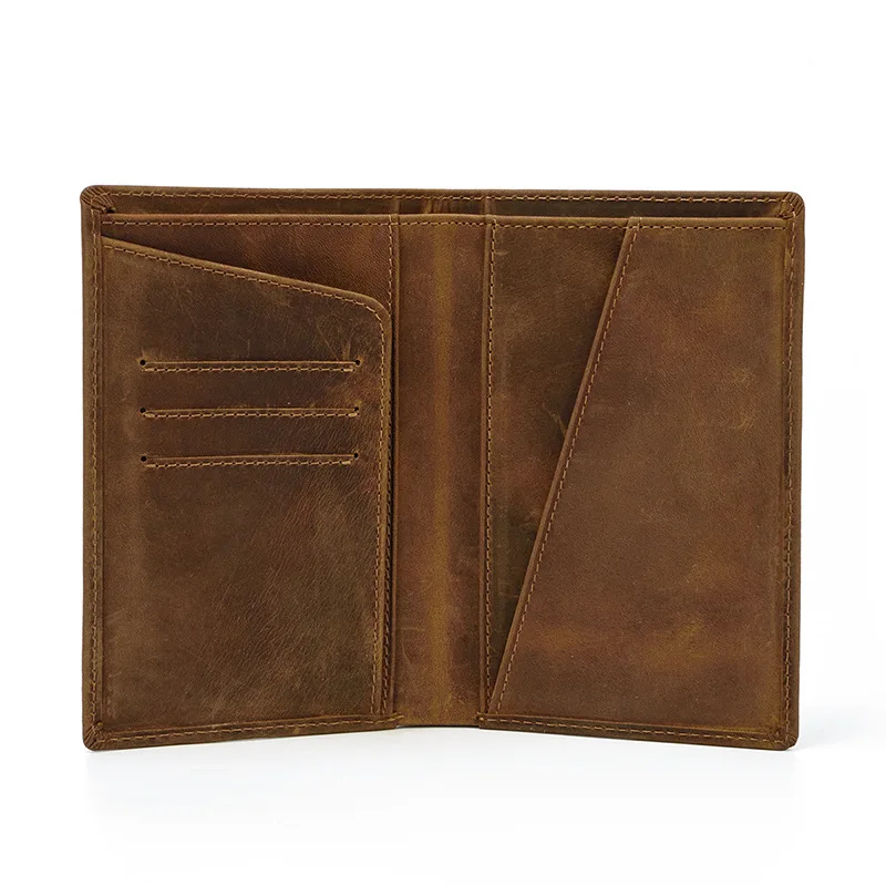 

Retro Crazy Horse Cowhide Passport Holder, Durable Genuine Leather Business Wallet Money Clip for Male Travel