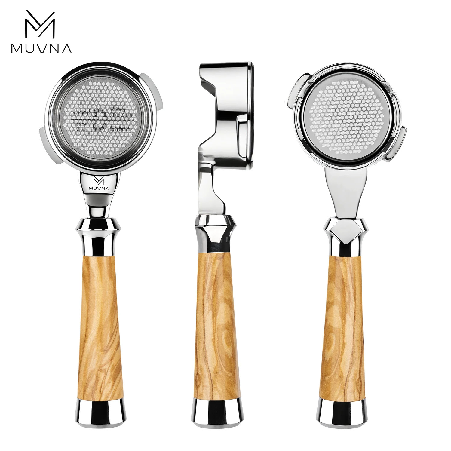 58mm Espresso Bottomless Portafilter 2 Ear - MUVNA Naked Portafilter with Double-layer Filter Basket Fits Nuova Coffee Machine