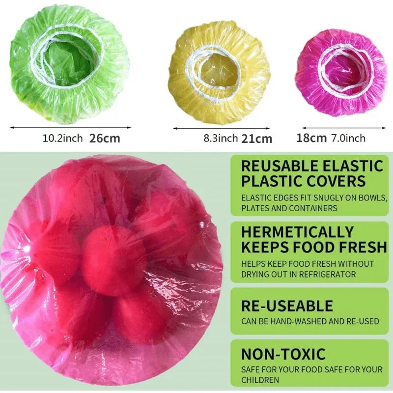 60pcs Elastic Food Storage Covers Reusable Stretch Plastic Bowl Covers, Elastic Bowl Covers For Family Outdoor Picnics, 3 Sizes