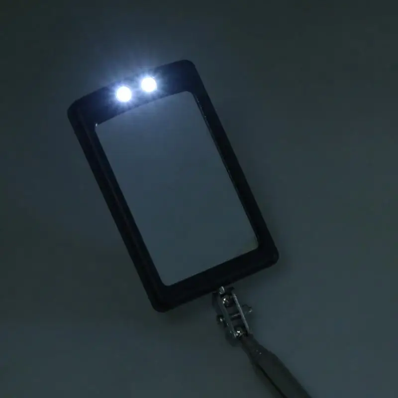 360° LED Lighted Car Inspection Mirror Telescopic Extendable for Automotive Repair Daily Vehicle Maintenance Home Use