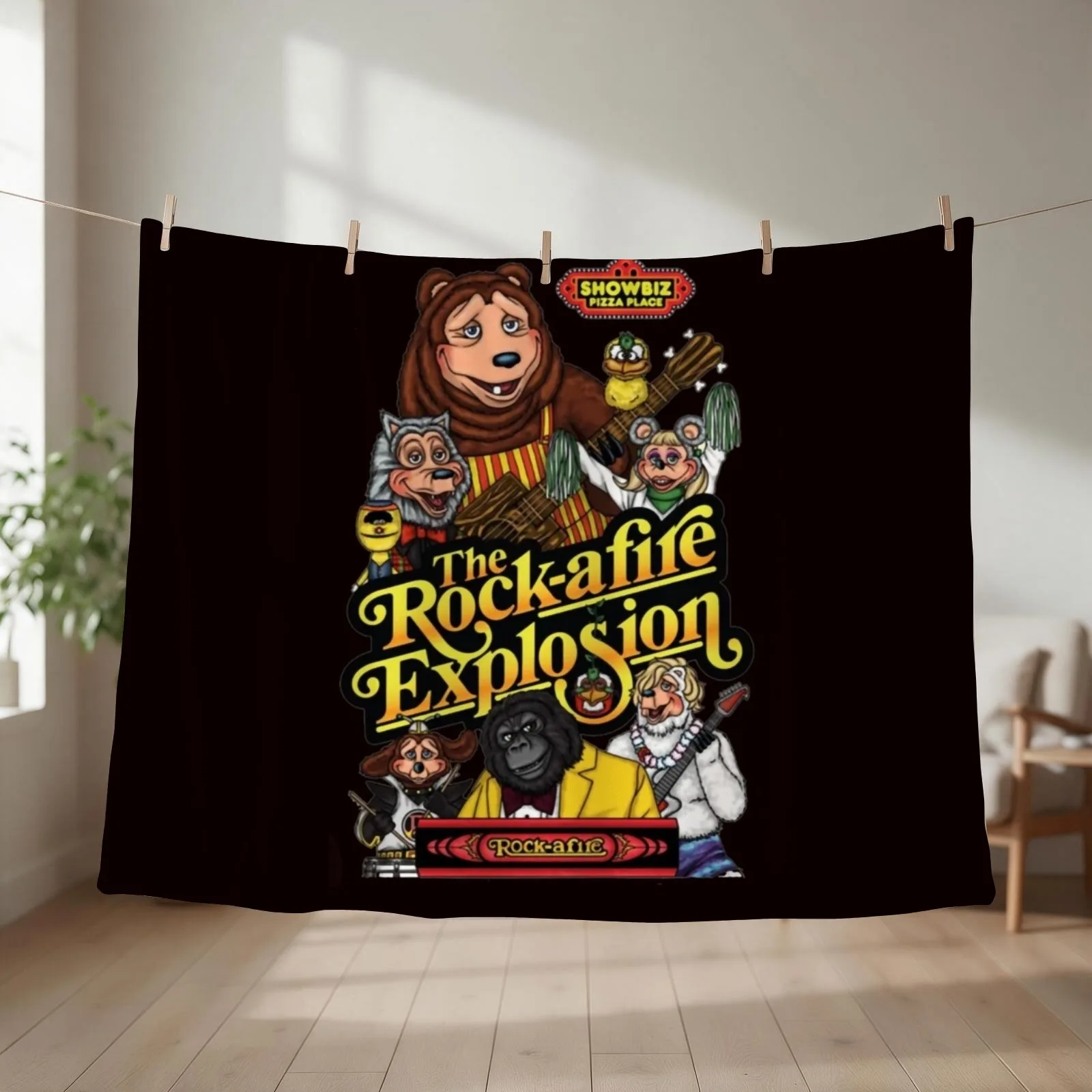 Showbiz Pizza Billy Bob Throw Blanket couch cozy soft plush fuzzy picnic outdoor blanket