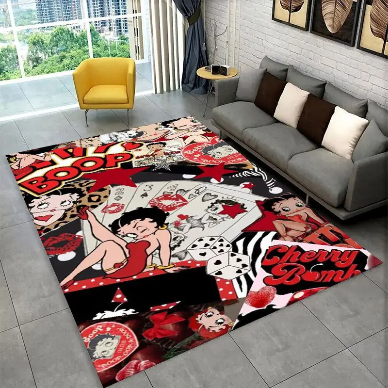 Retro Cartoon B-Betty B-Boop Cute Girl Carpet Rug for Bedroom Living Room Sofa Home Decor,Game Area Rug Non-slip Floor Mat Fest