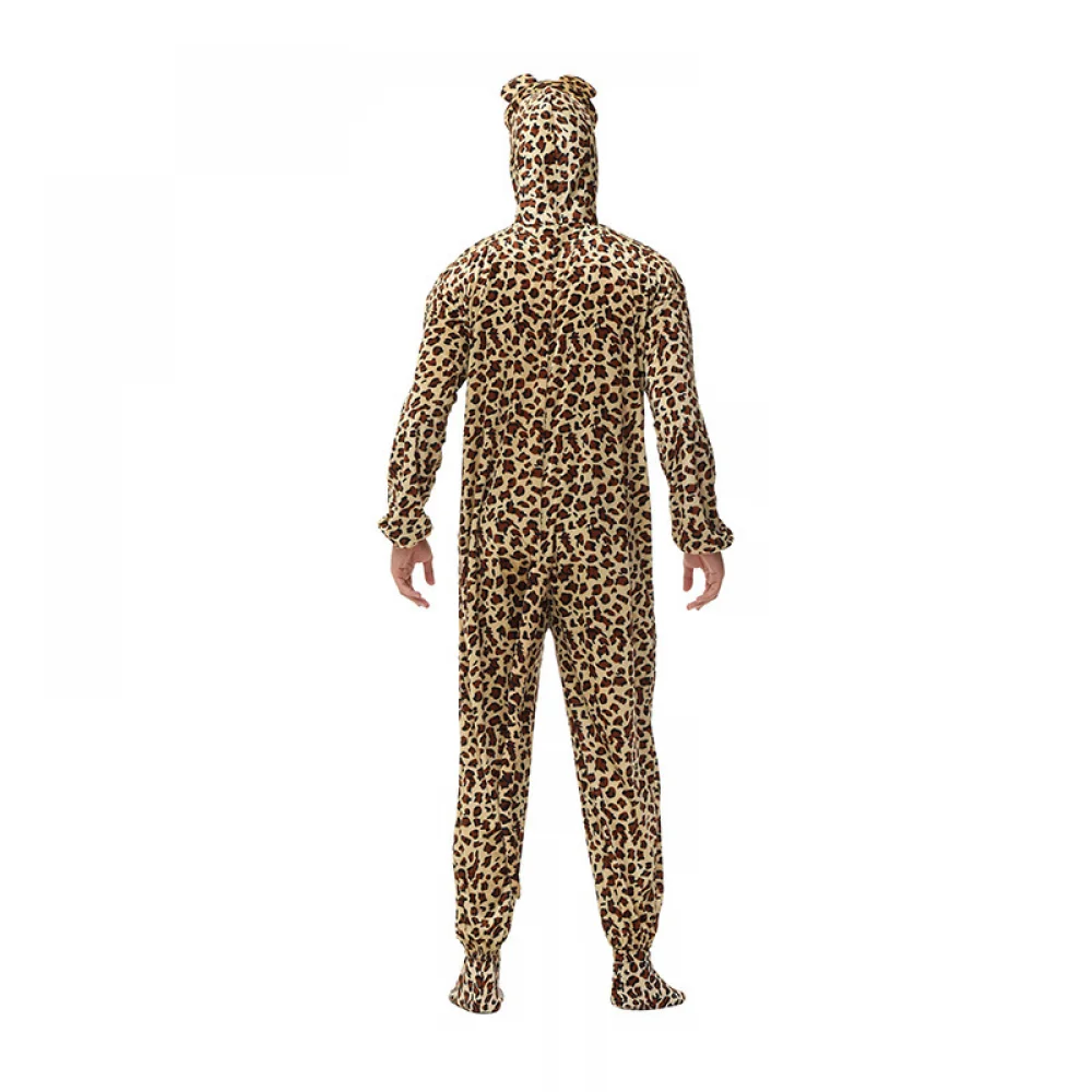 Mono de leopardo y oso para hombre y mujer, pijama de una pieza, disfraz de leopardo carnínico para fiesta de Halloween