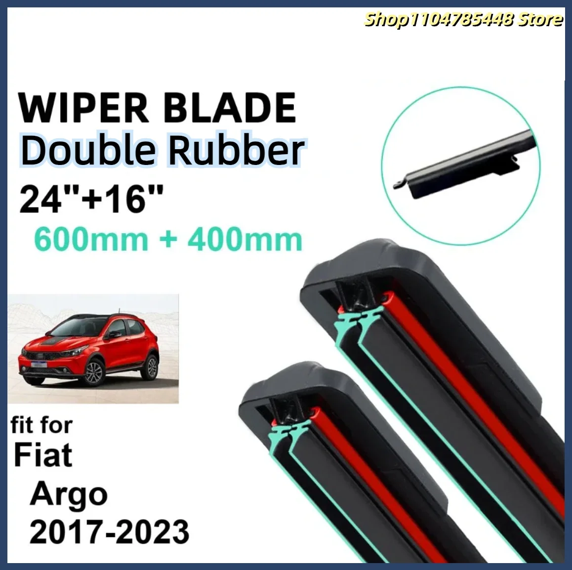 

Car Wiper for Fiat Argo 2017-2023 24" + 16" Front Rear Wiper Blades Brushes Cutter Accessories 2018 2019 2020 2021 2022 2023