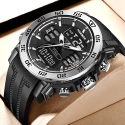 2024 LIGE New Sports Military Digital Watches For Men Casual Waterproof Dual Display Watch Men Top Brand Luxury Quartz Men Watch