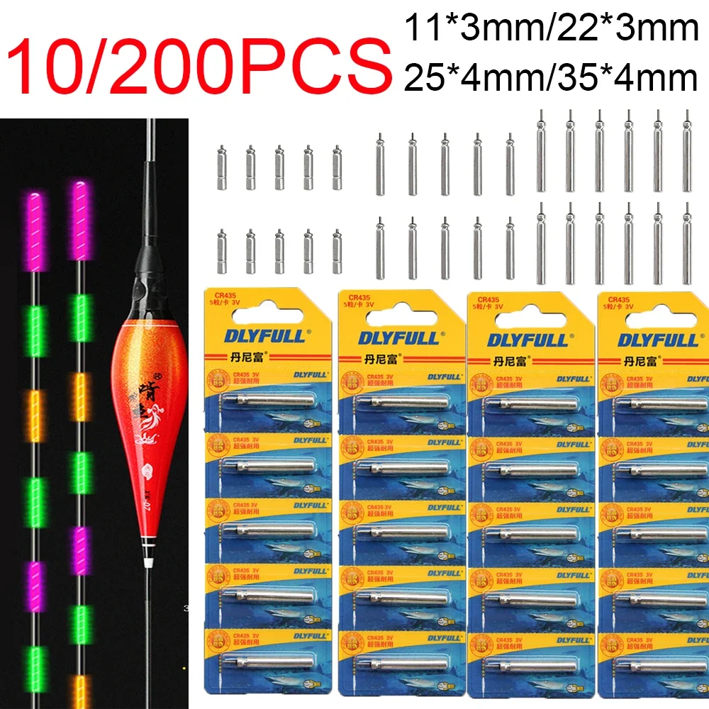 10/200PCS Luminous Electric Battery CR311 CR316 CR322 CR425 CR435 Fishing Floats Lithium Pin Battery Tackles Night Fishing Float