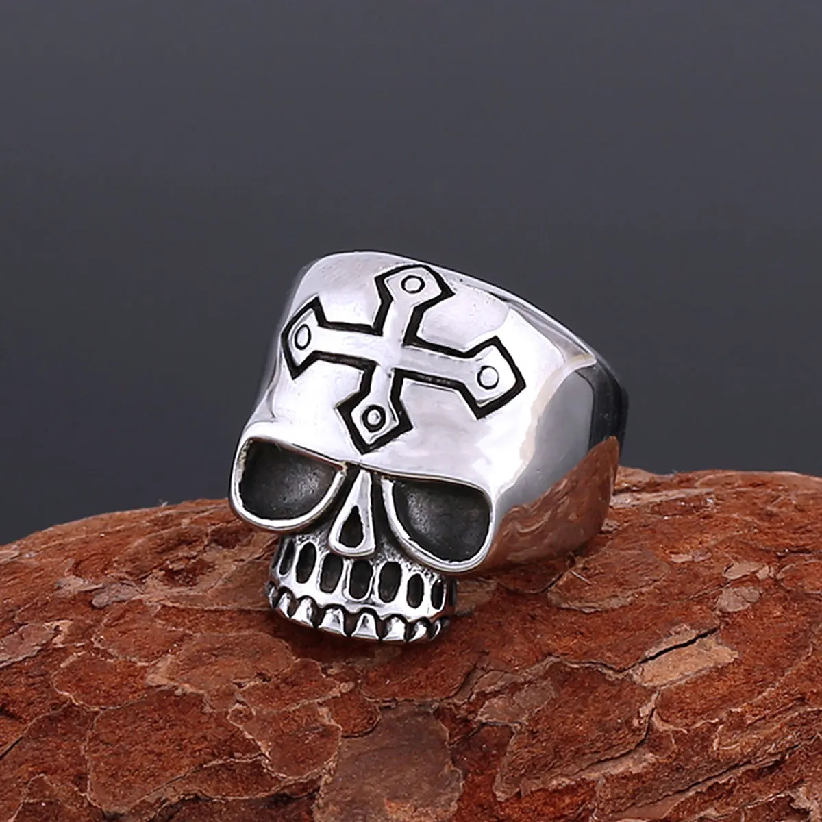 Boutique Creative Skeleton Viking Ring Nordic Odin Men's Retro Cross Pattern Fashion Ring Personality Amulet Teen Jewelry Gift