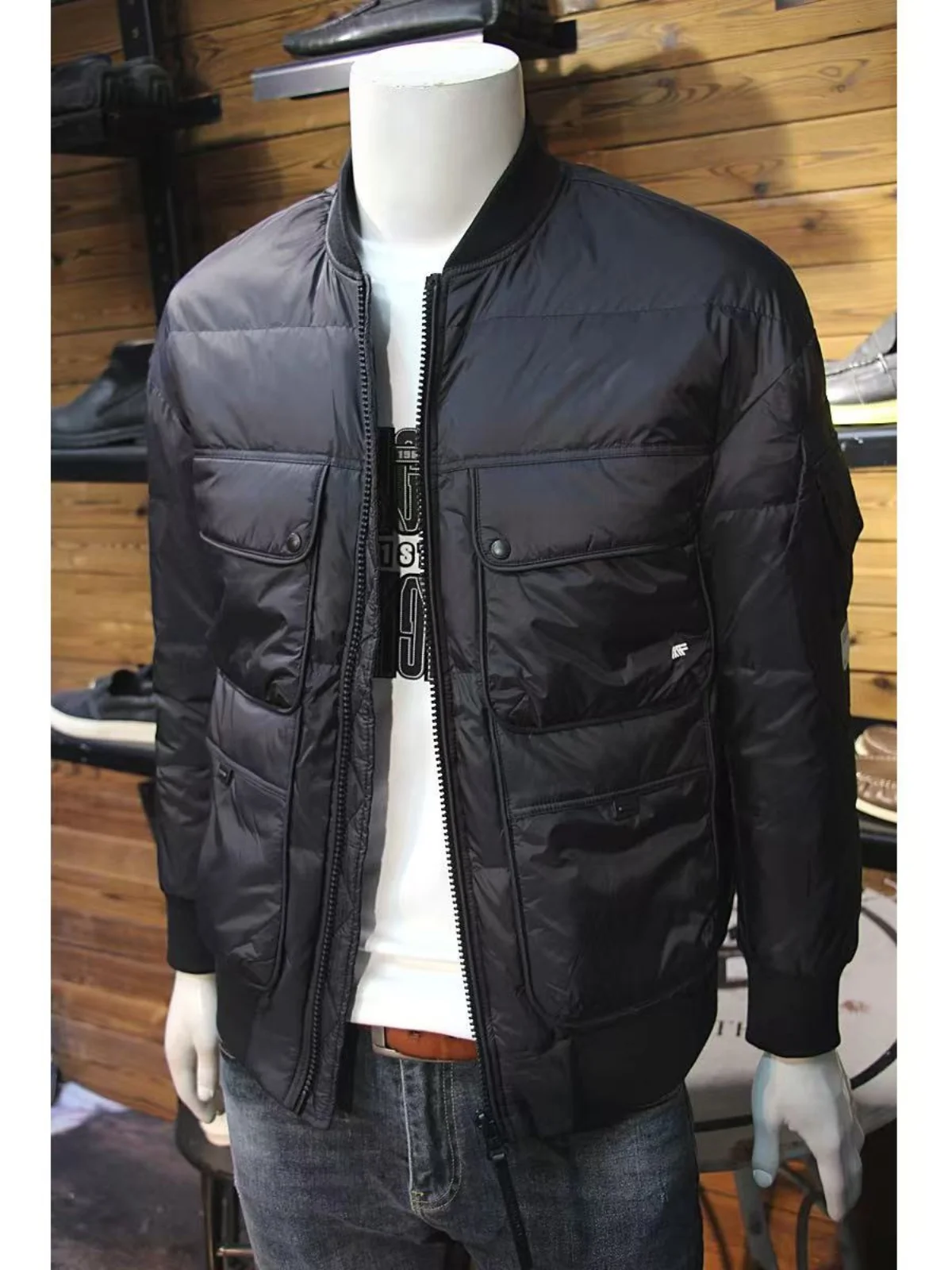 

Warm Cotton Jaet Men's Baseball Collar Faionable Casual Sle Winter 2024 Slim Fit Versatile Cool Trendy Brand Tagkita