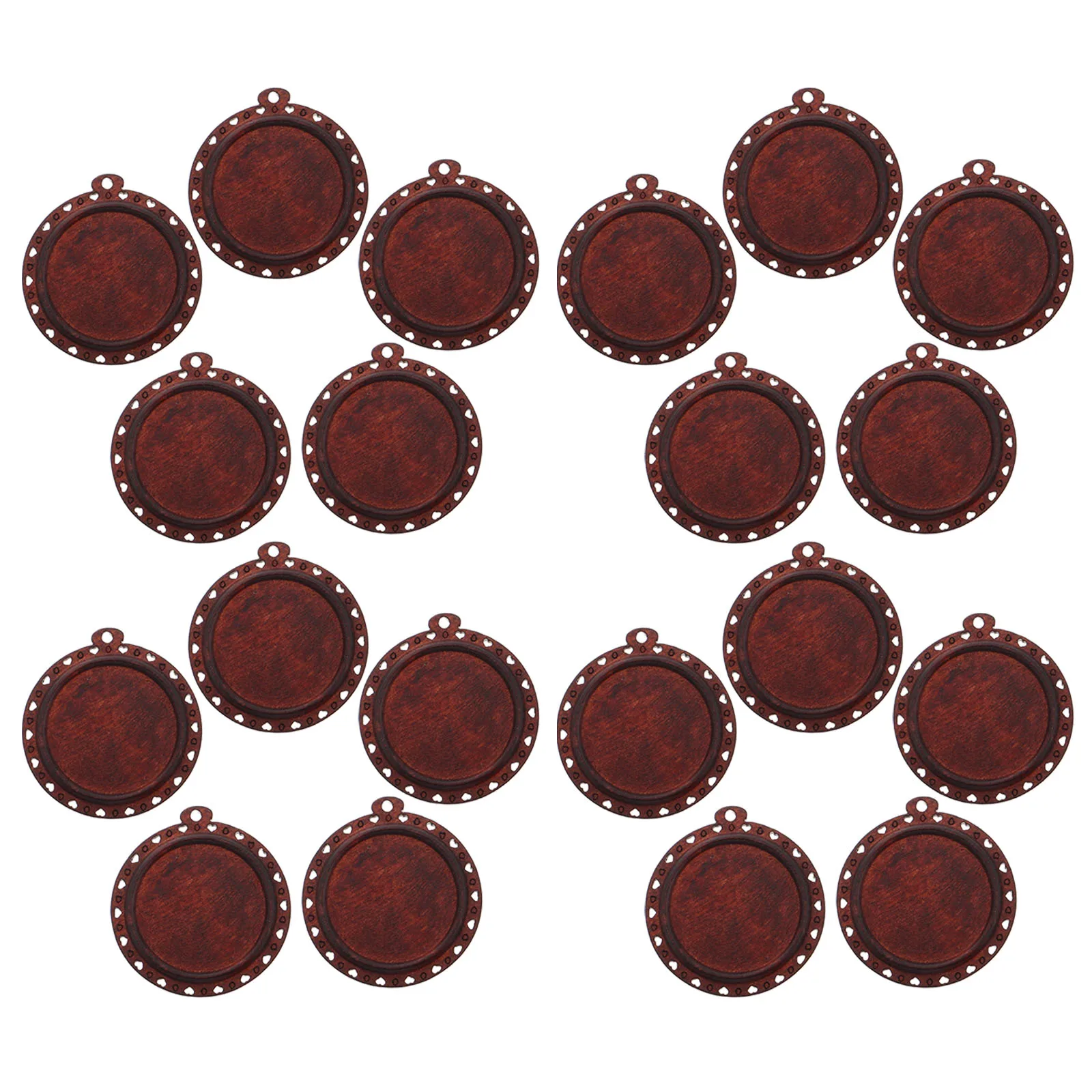 

20pcs Wooden Pendant Trays Diy Jewelry Making Bezel Blanks Vintage Style Round Shape Natural Wood Base Sturdy Resistant