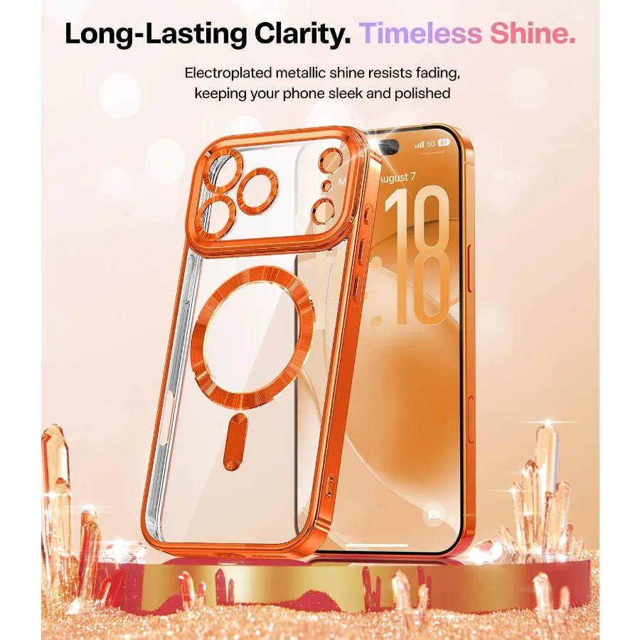 Diseñado para iPhone 17 Pro Funda 6.3 con correa para muñeca con tarjeta Glitter Compatible con MagSafe Incluye protección de pantalla 2X HD