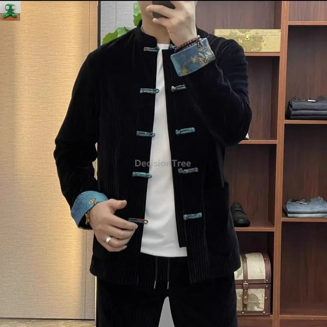 

Men Padded Autumn and Winter Jacket tang suit coat chinese style elegant loose cardigam men classica Top