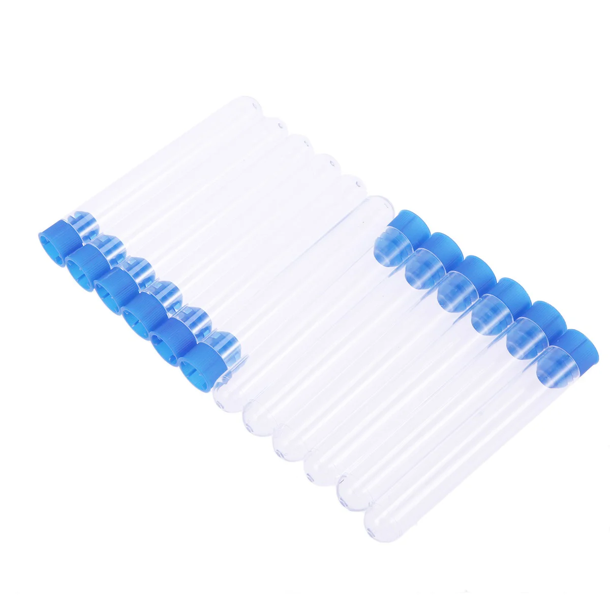 12 Pcs/Pack 16x150mm Plastic Clear Test Tube with Stopper for Scientific Experiments Party Candy Storage with Stopper (Random Co