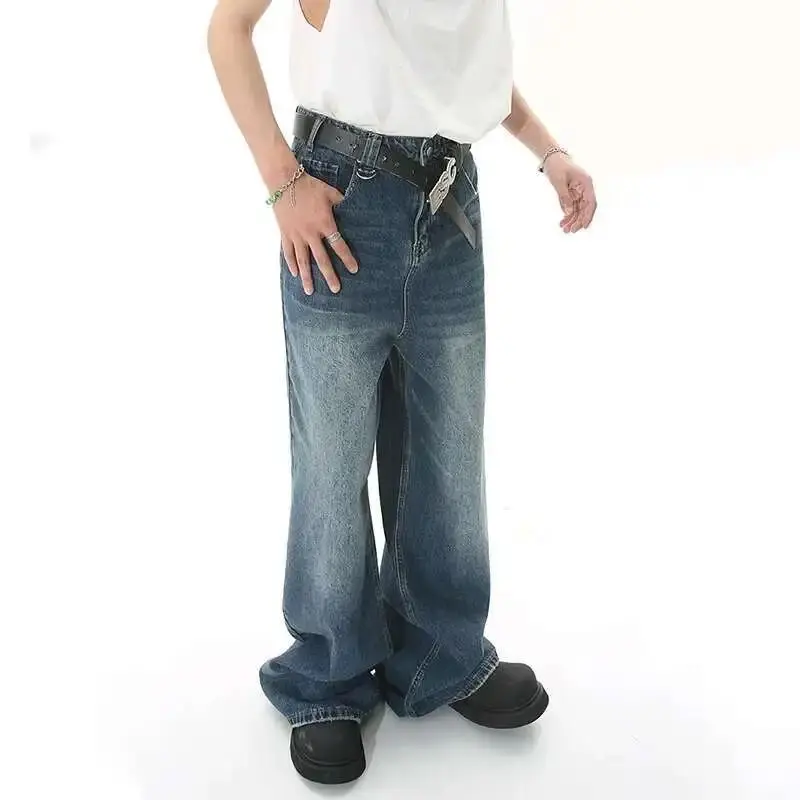 

IEFB 2025 весенние модные джинсы с металлическим кольцом, прямые повседневные брюки для мужчин, молодежные Vitali Sle, восьминадцать длинок