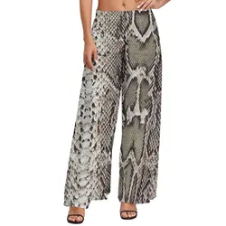 Snakeskin Print Straight Pants Animal Skin Sexy Wide Pants Ladies Oversized Beach Printed Trousers