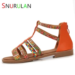 Bohemian Style Flat Heel Sandals Women's New National Open-toed Roman Sandals Summer 2023 Beach Tassels Casual Zipper