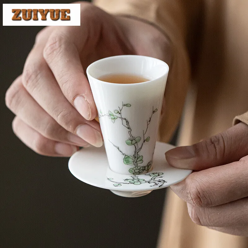 45ml Pure Hand-painted Glazed Tea Cup Handmade Aroma Smelling Master Cup Gathering Tea Mug Cup Saucer Set Kung Fu Teaware Gifts