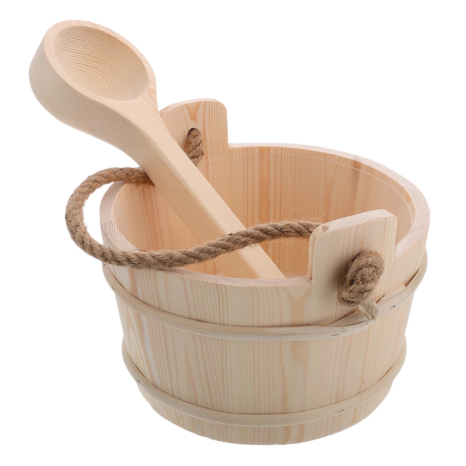 

Wooden Sauna Bucket Ladle Set Natural Wood Steam Room Watering Tool For Spa Bath Sauna Accessories Kit Wooden Bucket For