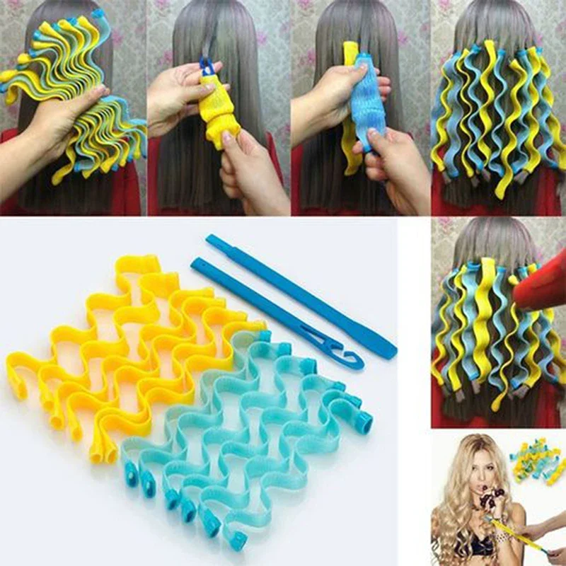 Heatless Curling Rod Headband No Heat Silk Curls Ribbon Hair Rollers Sleeping Soft Headband 12pcs Hair Curlers Hair Styling Tool