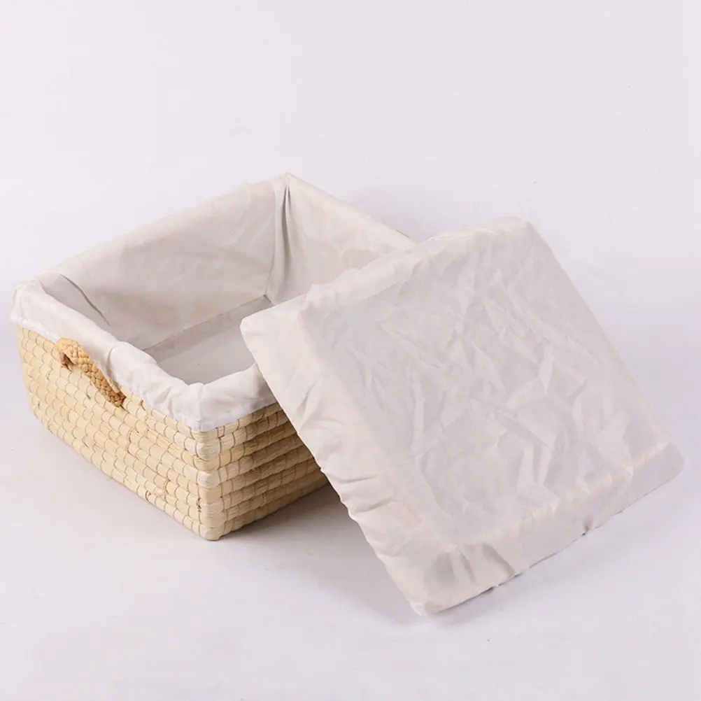 

1pc Baking Bread Basket Storage Basket Natural Hand Woven Eco Friendly Household Linen Lined Dust Insect Proof Fresh Texture