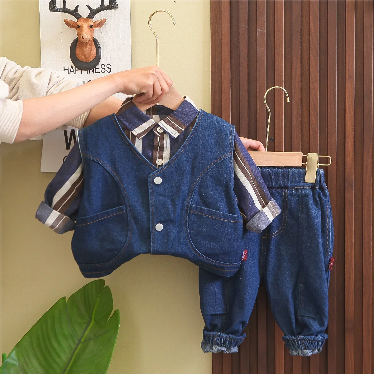 

Boys 3pcs Clothes Sets Spring Autumn 2024 Children Denim Vest Shirts Jeans Pants Fashion Suit For Baby Outfits Kids Costume 6Y
