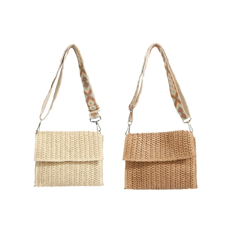 

652F 2025 Spring Fashionable Crossbody Bag Straw Bags with Adjustable Strap Shoulder Purse Casual Handbag for Women Girls