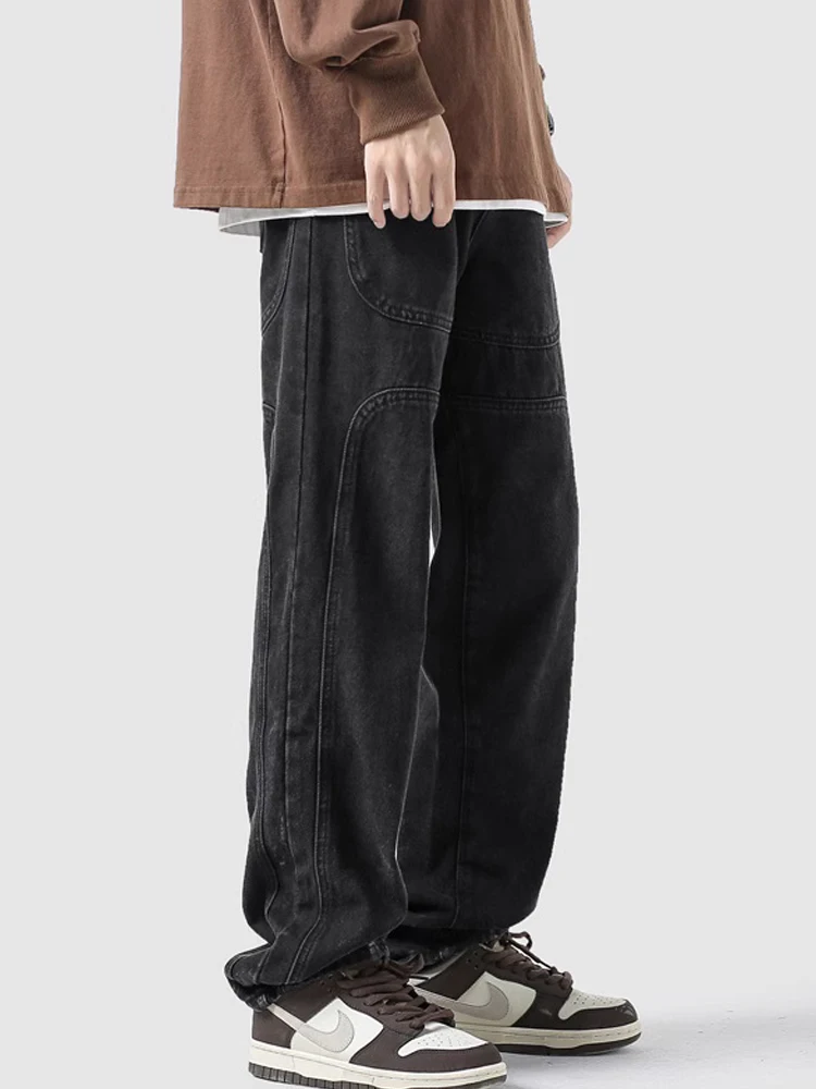 

Мужские прямые джинсы Bla, осенние свободные брюки для спецодежды, модные широкие длинные брюки в американском стиле ретро