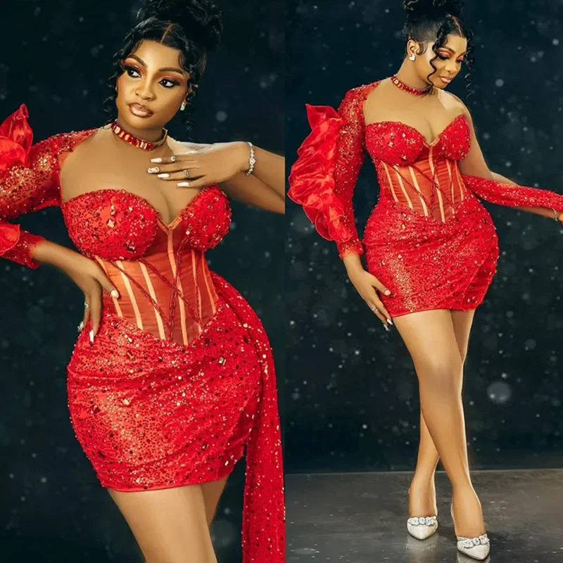 

Сексуальное мини-коктейльное платье по индивидуальному заказу, короткое облегающее бальное платье с высоким воротом и бриллиантами, кружевное платье с бисером, платье для дня рождения