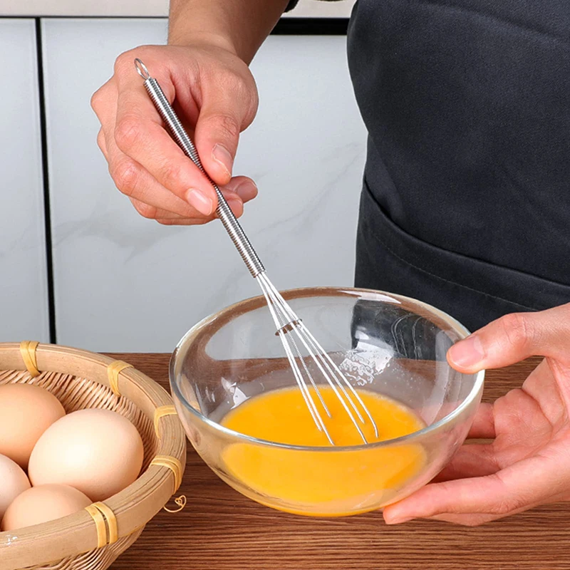 Small Egg Beater Stainless Steel Hand Pressure Whisk Balloon Kitchen Tools Self Turning Cream Sauce Utensils Whisk Manual Mixer