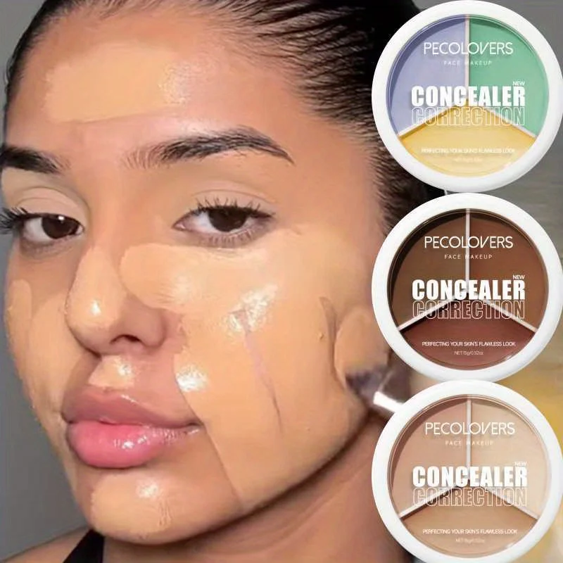 Paleta hidratante do ocultador, fundação da cara, composição do olho, mesmo tom da pele, cosméticos duradouros, cobertura completa, 3 cores