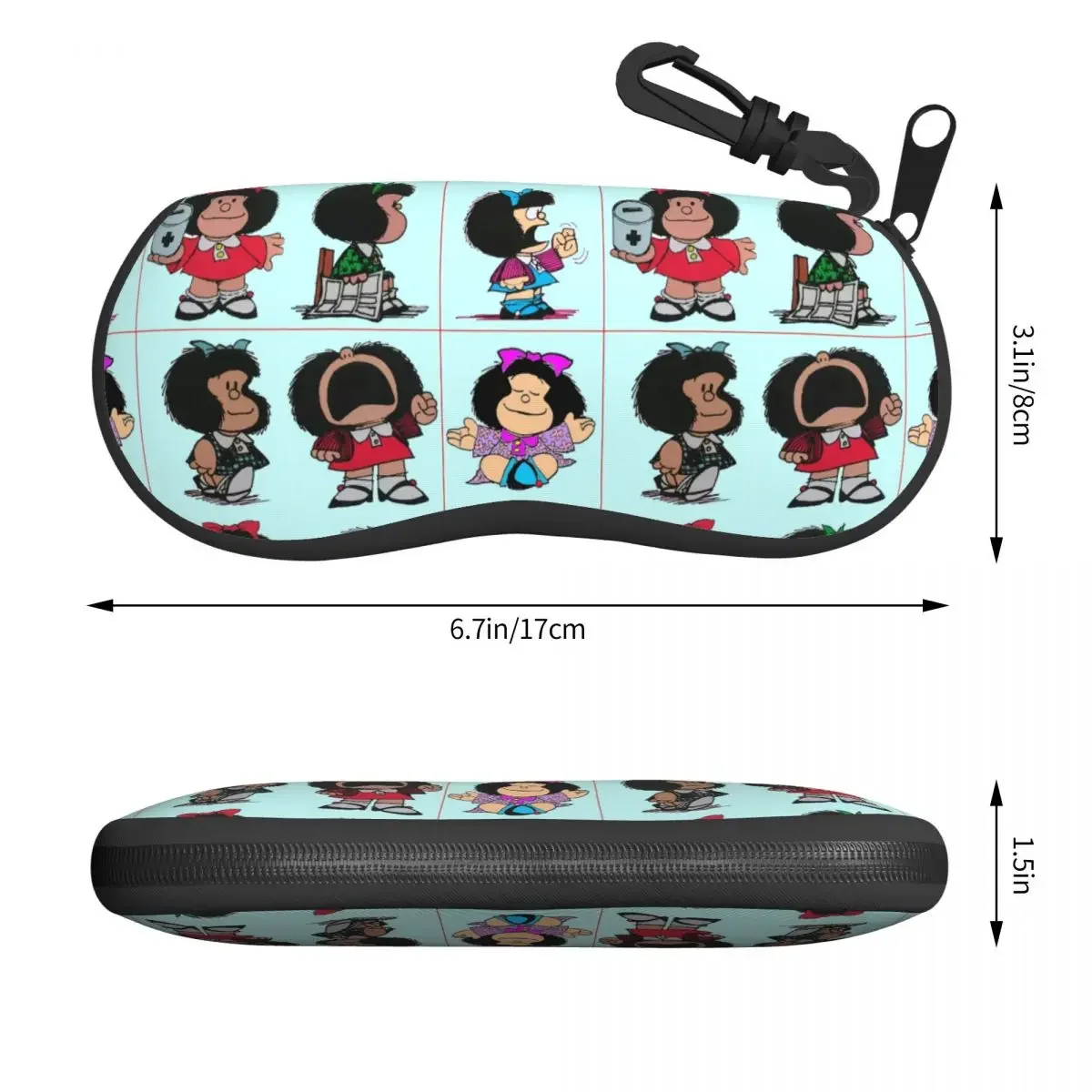 Custom Curious Mafaldas Quino Comics Argentina Cartoon Shell Eyeglasses Protector Cases Fashion Sunglass Case Glasses Bag