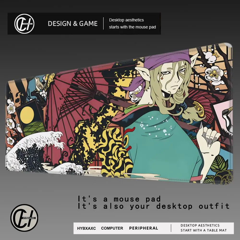 

HYBXAXC Japanese Ukiyo-e Style Mononoke Mouse pad Table Mat Gaming XXL Anime Mousepad Keyboard Carpet Desktop Mat