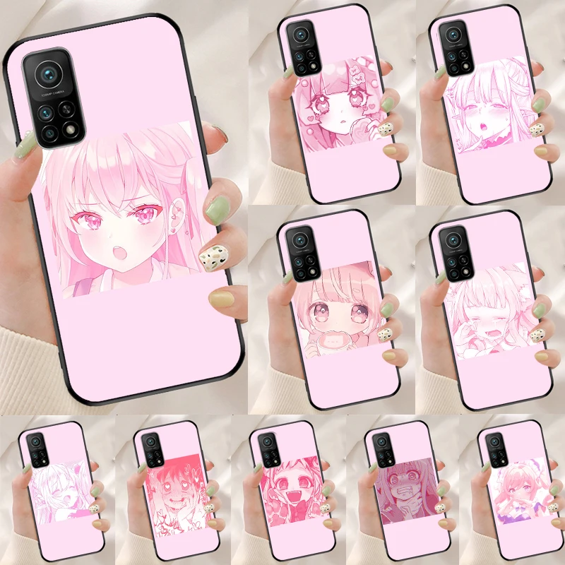 Pink Kawaii Anime Loli Case For Xiaomi 13 11T 12T Pro 12 Lite 12X Cover For POCO X3 X4 X5 F5 Pro F4 GT C40 M5s F3