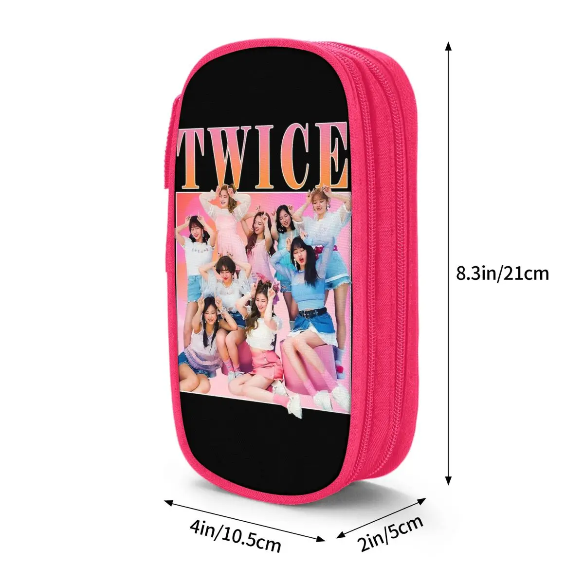 Large Capacity Pencil Pouch Twice Girls Group Kpop Singer Merch Double Layer Pencil Box Women Makeup Bag Gift