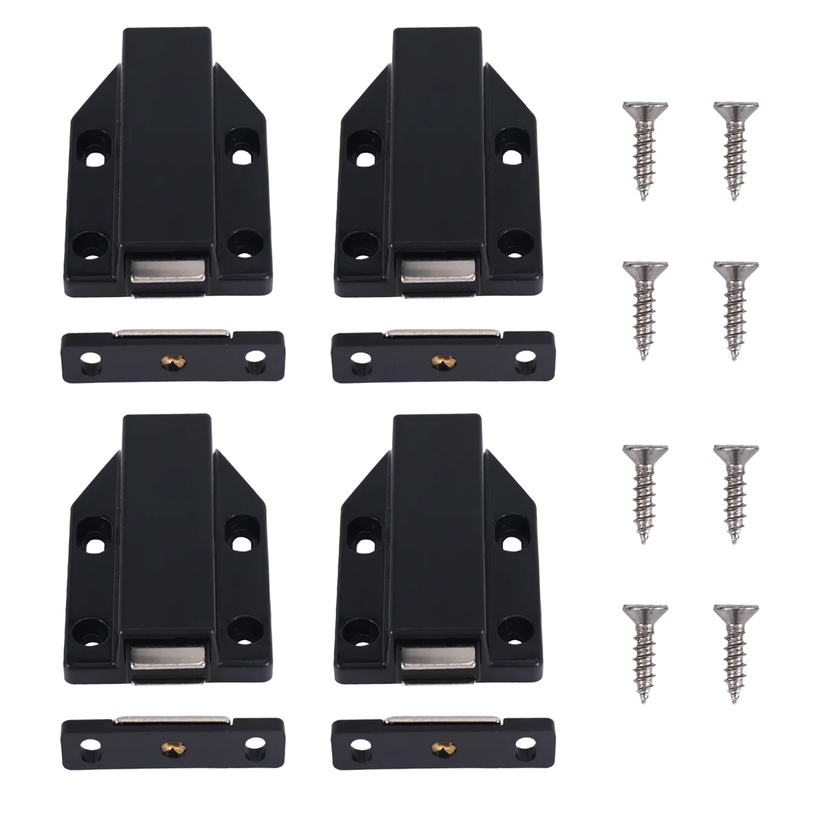 Zatrzask Push Heavy Duty 4-pak Push to Open Hardware do szafki Magnetyczne zatrzaski kontaktowe do dużych drzwi Push Black