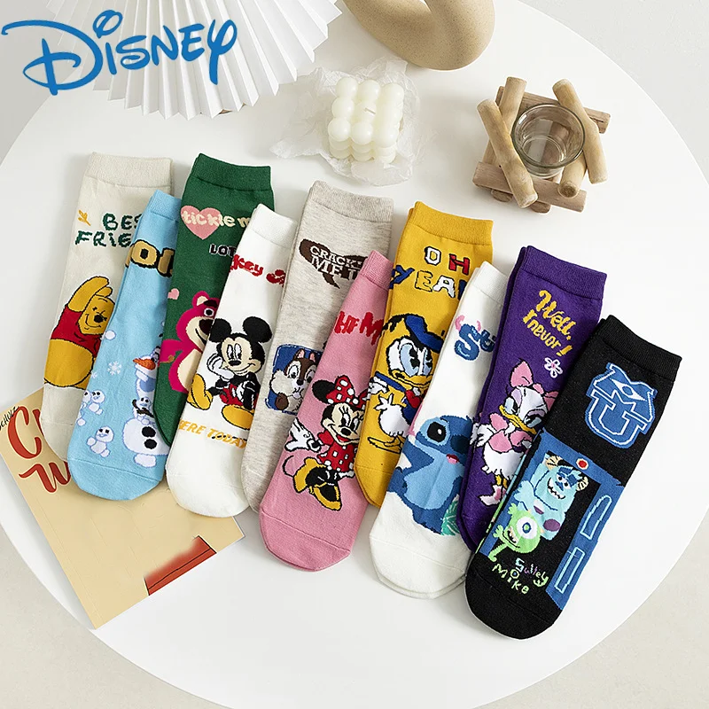 New Disney Stitch Socks Women's Mid-tube Stockings Fall/Winter Warm Cartoon Cute Student Stockings Christmas Stockings