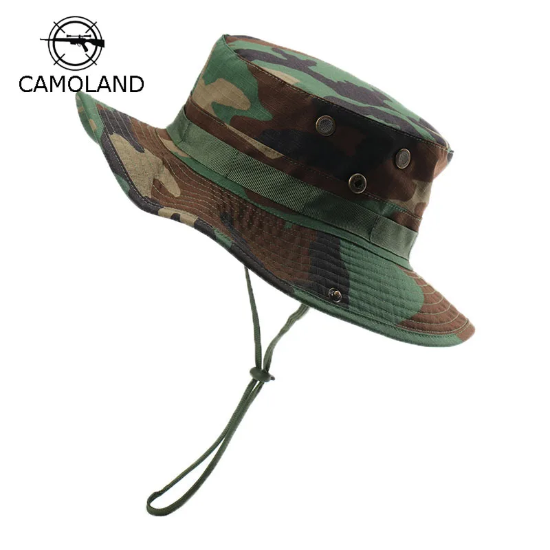 

CAMOLAND Outdoor Fisherman Bucket Hat Casual Jungle Climbing Fishing Hiking Hat Camouflage Breathable Men Panama Hat Sun Helmet
