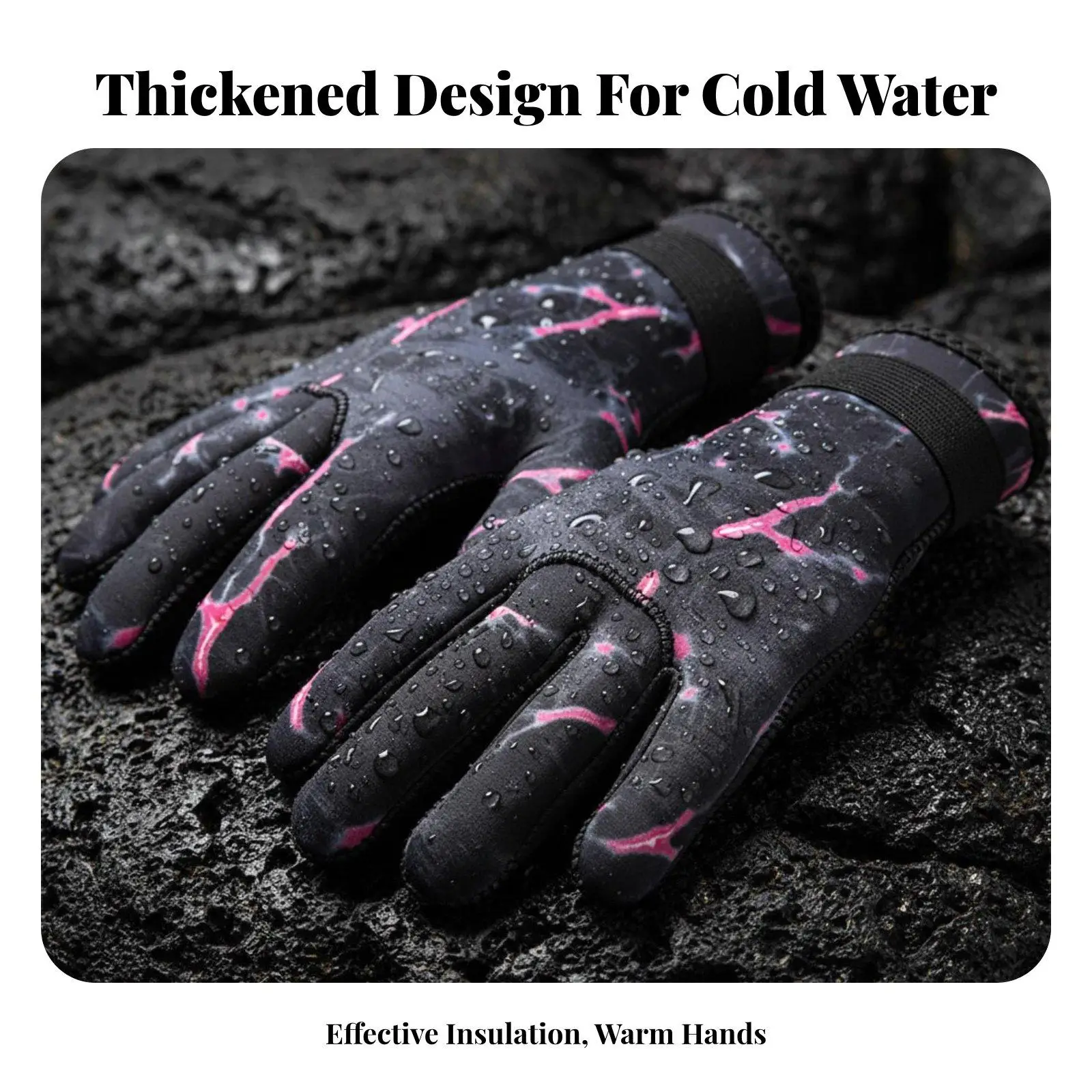 3mm Thermal Neoprene Dive Gloves for Winter Swimming Kayaking Snorkeling with Anti Slip Palm for Fishing Surfing