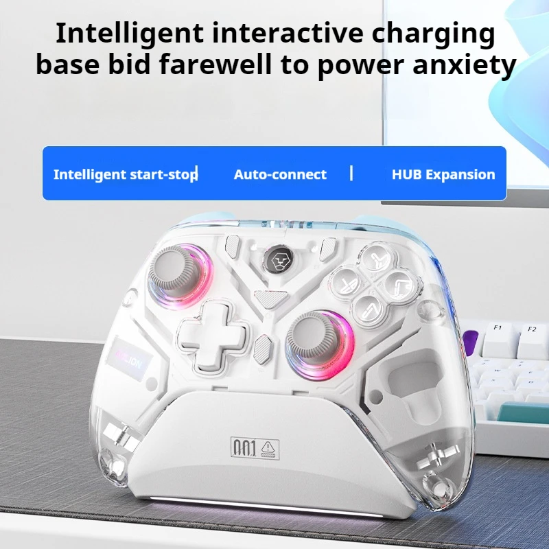 K10 New Wireless Game Controller Abs Material Type-C Interface Three Modes Connection Equipped Charging Base Dual Hall Joystick