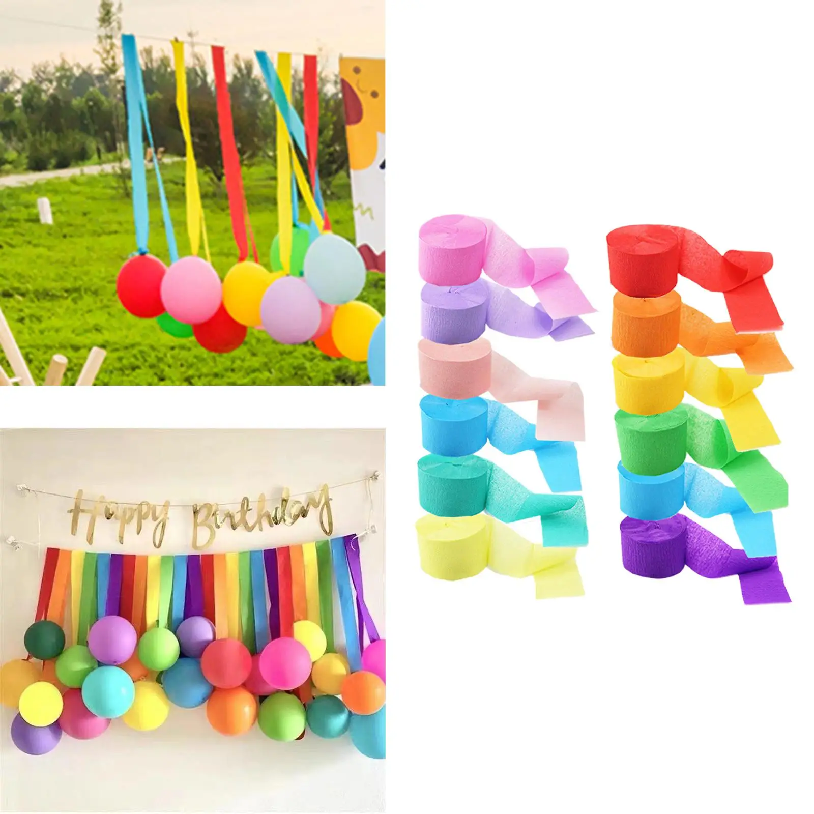 

12Pcs Crepe Paper Streamers DIY Kit 4.5Cmx25M for Party Wedding Festival