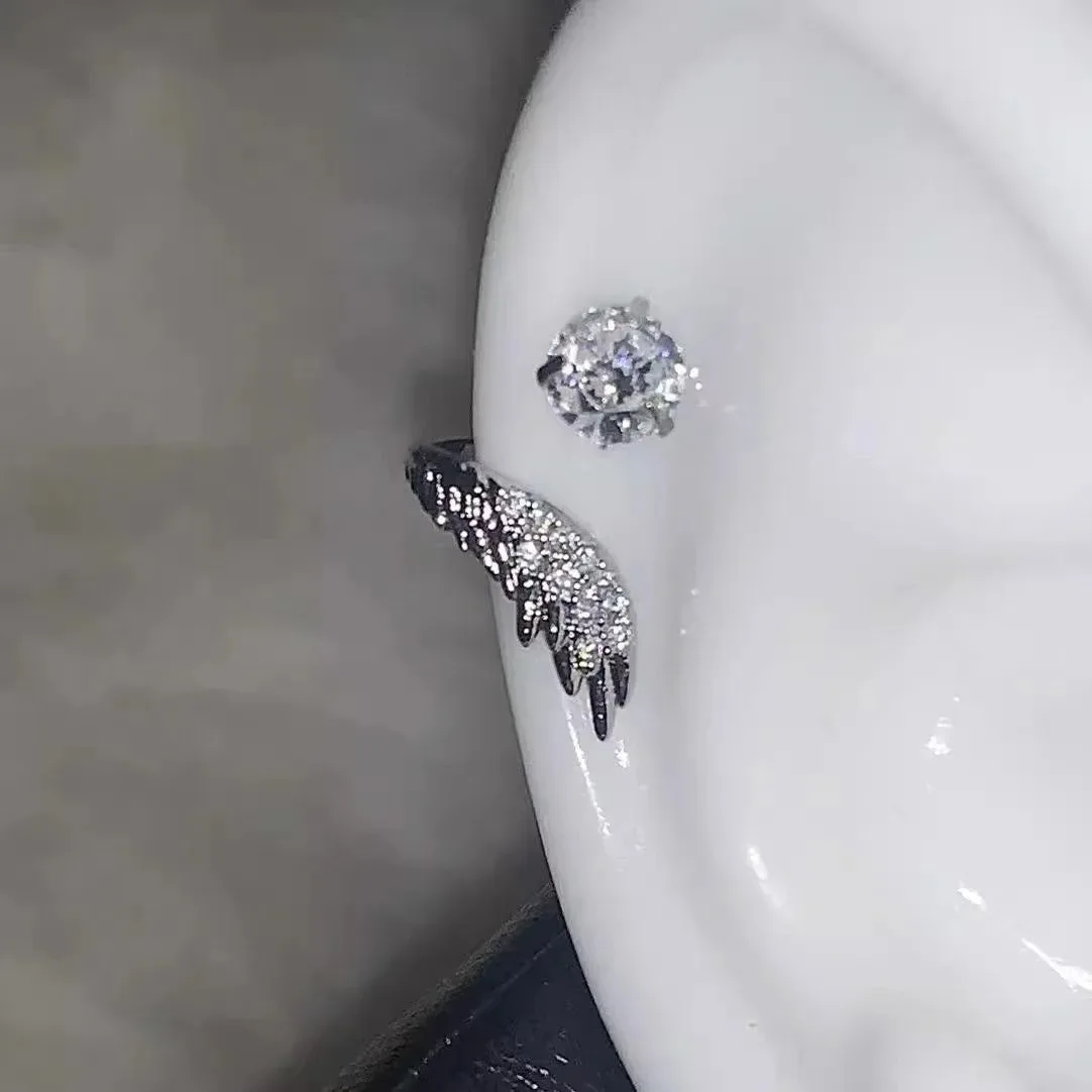 

1pair Stainless Steel Silver Color Wing Ear Bone Nail for Women New Fashion Zircon Earrings Accessories Fashion Jewelry