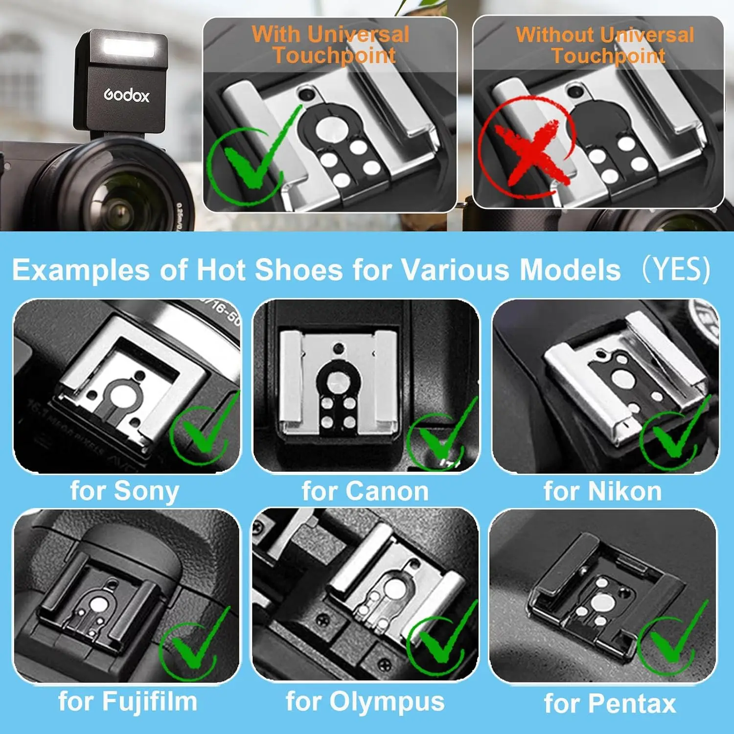 Godox iM20 iM22 Mini Camera Flash for Canon Fuji f1-230 Sony zv1 zve10 Ricoh gr3 Nikon Panasonic Olympus Pentax Most SLR Cameras