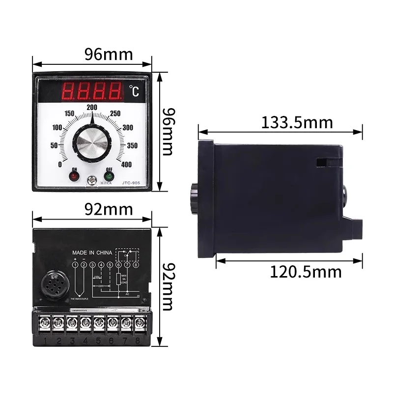 400℃ Temperature Control Instrument JTC-903 JTC-905 knob Adjustment K-Type Input Temperature Controller 110/220V