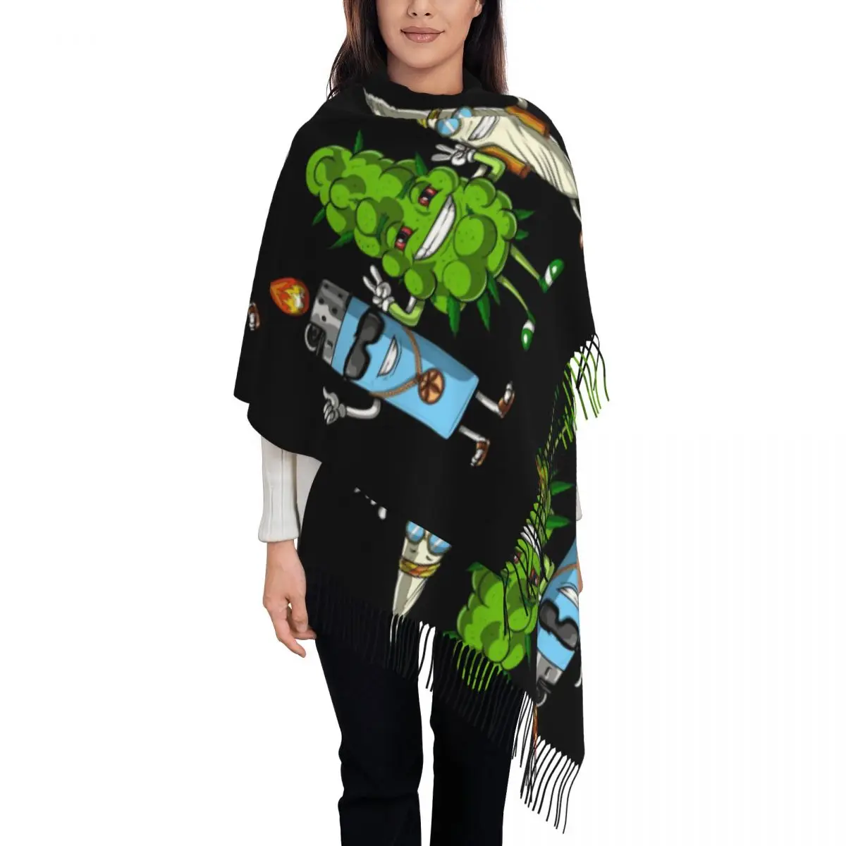 

Weed Bud Joint Lighter Scarf Tassel Scarves for Women Soft Warm Shawls and Wraps Large Fall Winter Shawl Wrap