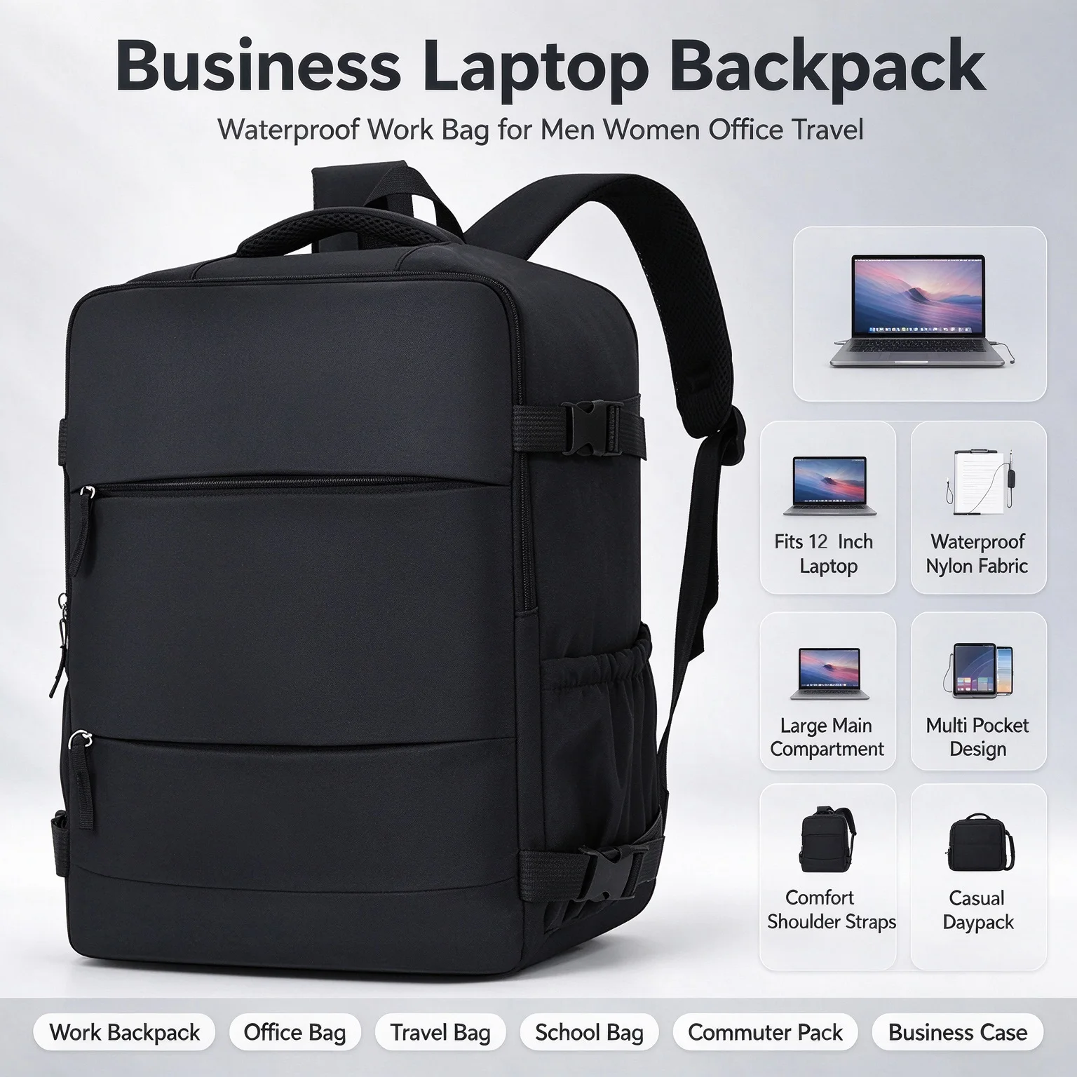 Carry On Travel Backpack For Women Men Waterproof Airplane Approved Weekender Bag Multi Pocket Casual Daypack Laptop Backpack