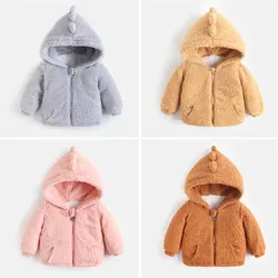 2024 Boys Padded Thickened Outerwear Girls Winter Warm Hooded Solid Color Coat Autumn Children New Casual Cotton Clothes 12M-5Y