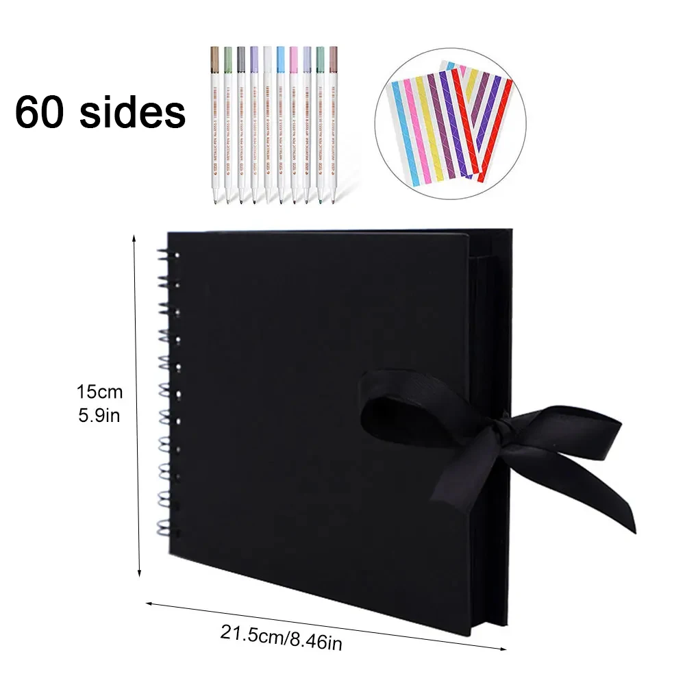 NONE ZK20 80 Seiten schwarze Erinnerungsbücher DIY Handwerk Fotoalben Scrapbook Cover Kraftalbum für Hochzeitstag Geschenke Erinnerungsbücher 4