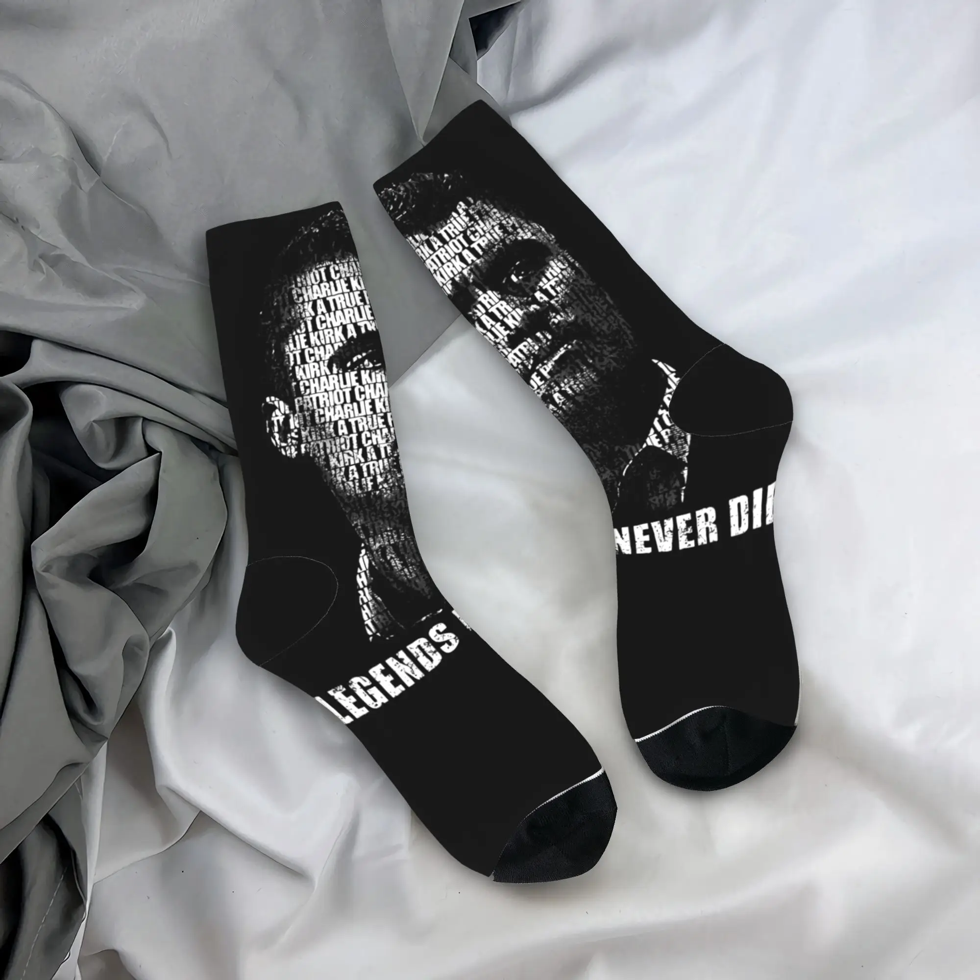 Unisex Men Socks  Charlie Kirk Legends Never Die Stockings Anti Skid High Quality Socks Spring Novelty Printed Outdoor Socks