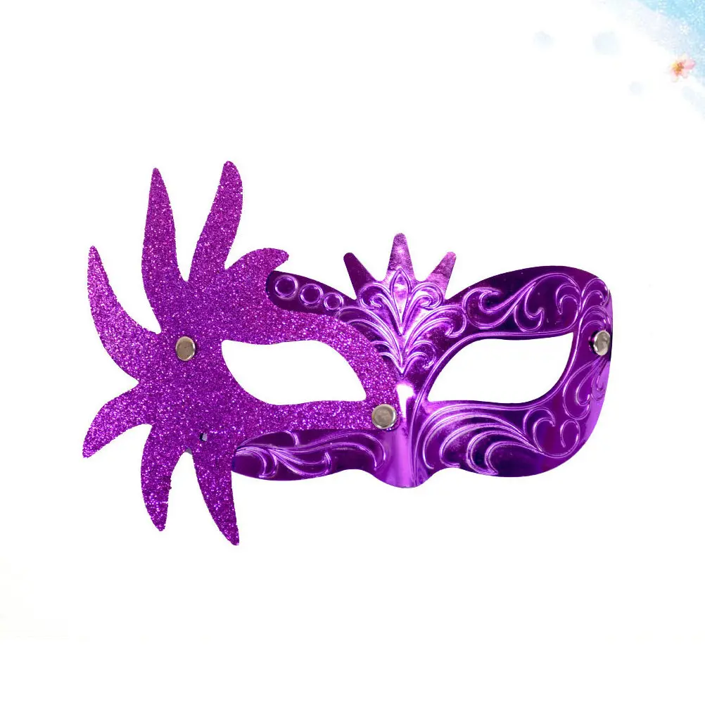 Máscara de ojos brillante de plástico púrpura con purpurina dorada, ideal para Halloween, carnavales, fiestas, espectáculos y decoración. Máscaras de ojos de Halloween para adultos y niños.
