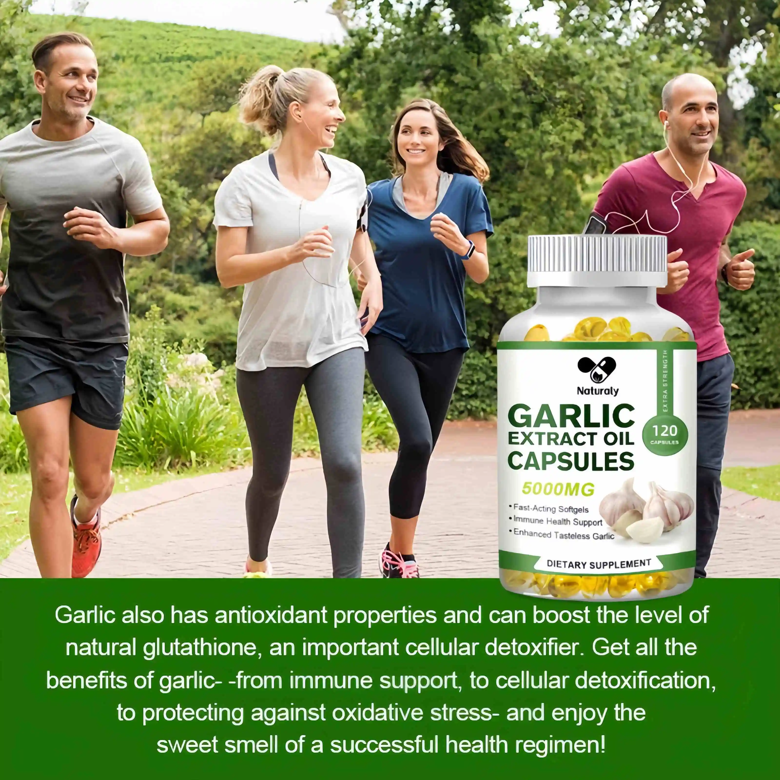 Garlic Oil Extract Capsule Immune and Cardiovascular Support Increase Glutathione Level Cellular Detox