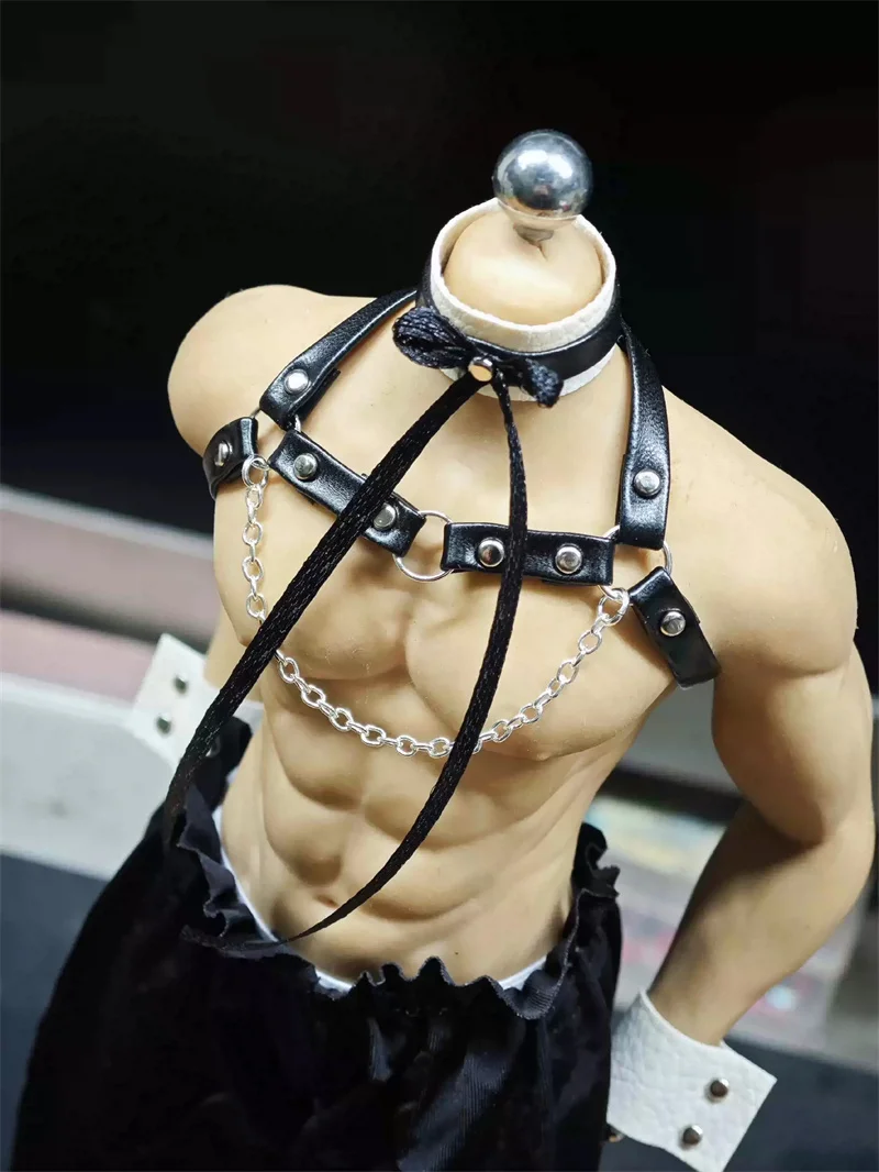 1/6 Male Leather Lingerie Sexual Chest Harness Body Bondage Cage Shoulder Harness Strap for 12 inch Action Figure Model Toys